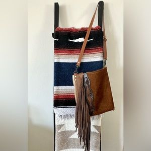 EUC Myra leather/hairon purse with fringe